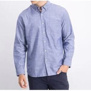 Hawker Rye Frankie Blue Chambray Button Front Shirt Regular Fit XL 100% Cotton